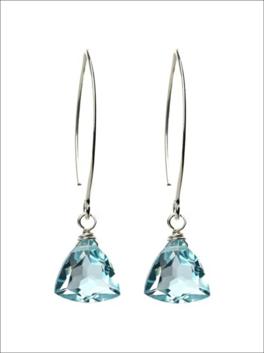 Handcrafted Blue Quartz Dangle Drop Earrings Sterling Silver Lightweight
